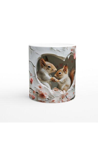 Wisdom Rain السنجاب ينظر من خلال كوب القدح المطبوع على شكل قلب