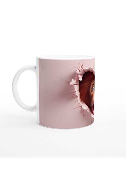 Wisdom Rain Confused Orangutan Looking from Heart Crack Themed Printed Mug