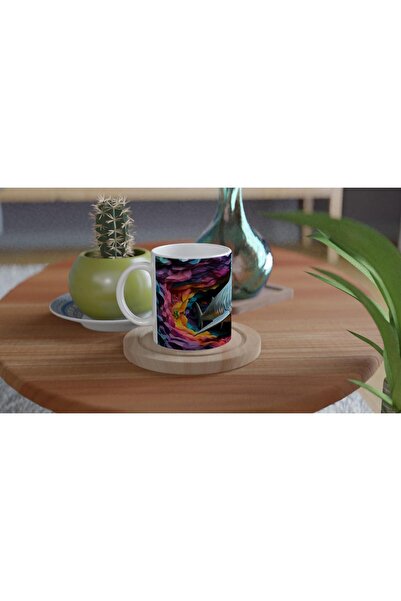 Wisdom Rain Shark Underwater Themed Mug with Geometric Texture and Color Explosion