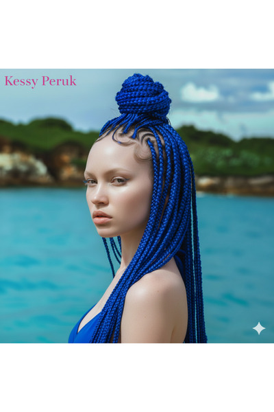 kessy peruk Afrika Örgüsü Kanekalon Fiber Sentetik Saç100gr (Renk kodu)-BLUE ...