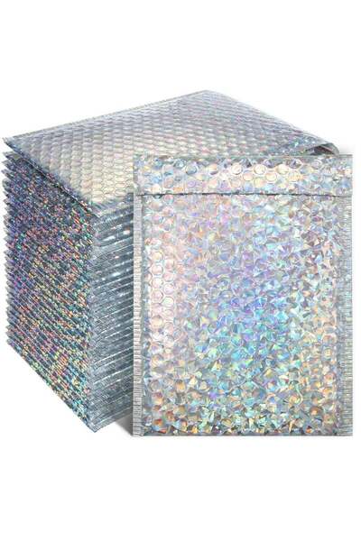 Beauenty Holographic Bubble Mailers Padded Envelopes Self-Sealing 30 Pcs 11 x 7 in