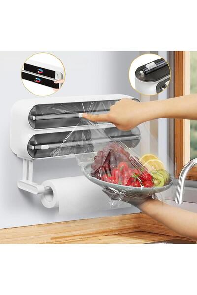 Generic 3 in 1 Wrap Organizer Aluminum Foil Dispenser,magnetic foil and plastic wrap organizer