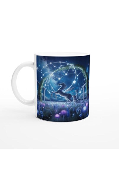 Wisdom Rain كوب قهوة مطبوع عليه برج القوس - حديقة الأبراج في ضوء القمر Vs1