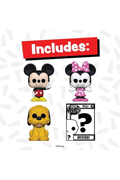 Funko بيتي بوب! ديزني ميكي، ميني (بفستان وردي)، بلوتو وشخصية غامضة صغيرة، فينيل ٢٫٢ سم (٤ قطع)