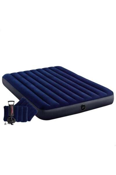 Generic Queen Size Inflatable Air Bed with Pump 2 Pillows Camping Guest Mattress Flocked Top 272kg