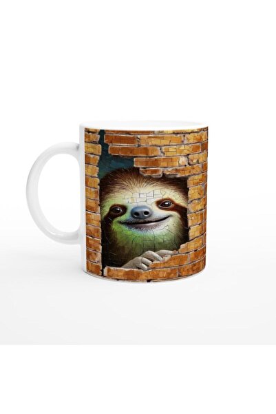 Wisdom Rain كوب مطبوع عليه شعار الكسلان ينظر من خلال الطوب