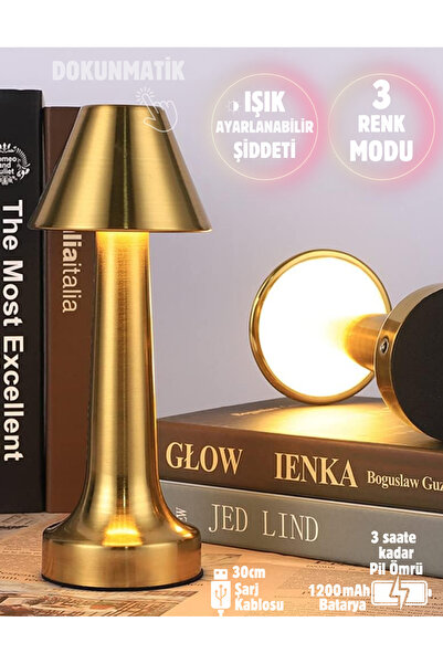 Hubstein Yeni Model Işık Ayarlı Dokunmatik Mantar Masa Lambası Metal 3 Işık R...