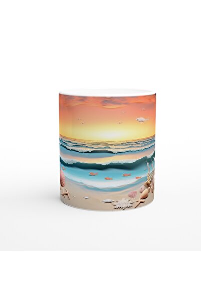 Wisdom Rain Fantastic Waves and Seashells Underwater Themed Mug Cup