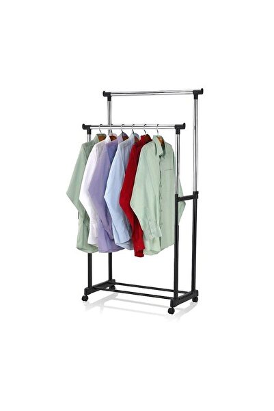 PROCART Double hanger holder, adjustable height, 4 wheels, lower shoe shelf