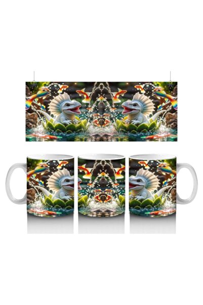 Wisdom Rain كوب ديناصور سعيد مع زنبق البحيرة يحب الأطفال الحليب