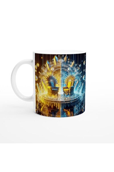 Wisdom Rain كوب قهوة مطبوع عليه برج الجوزاء - موضوع الكهف الكريستالي السحري Vs4