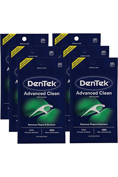 DENTEK أعواد تنظيف الأسنان ثلاثية التنظيف | ضمان مقاومة الكسر | ٢٠ قطعة | عبو...