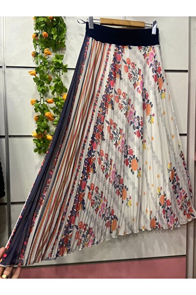 edu collection Φούστα από σιφόν με σχέδιο με επένδυση από καμπάνα