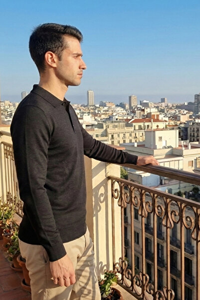 STEFFKON Smart-casual sweater with collar and buttons