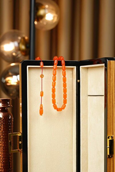 dergah tesbih سبحة من العنبر بلون نحاسي مضغوط، تصميم كبسولي بنظام، من ماسترد إركان تشوبوكو