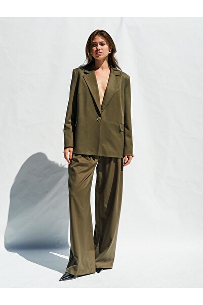 Coral Tek Düğmeli Blazer Ceket 130984 Haki