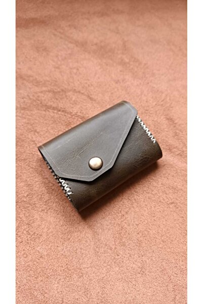 cgderi Genuine Real Leather 10 Compartment Women Men Accordion Wallet Card Holder Khaki Green