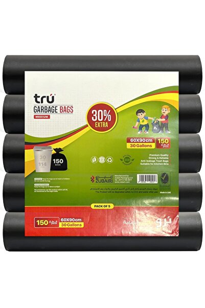 Tru ® أكياس قمامة سوداء رول 60 × 90 سم 30 جالون شديدة التحمل (150 كيسًا)
