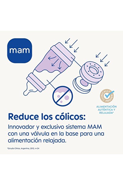 MAM Anti-Colic Baby Bottle A153, 320 ml, for 4+ months, 3 Fast-Flow Silicone Teats, Pink Matte