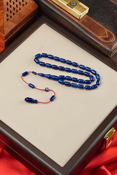 dergah tesbih سبحة من العنبر الأزرق المرقط بتصميم كبسولي من نظام ماسترد إركان تشوبوكو