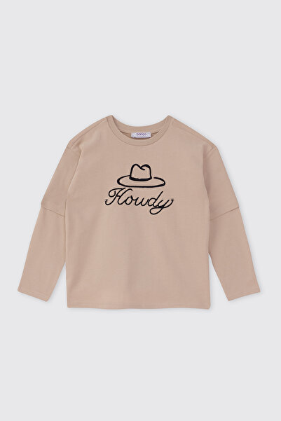 Panço Erkek Çocuk Uzun Kollu Bej Tişört