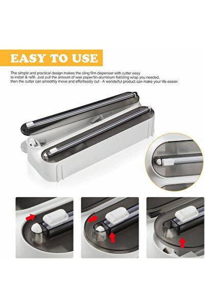 Generic 3 in 1 Wrap Organizer Aluminum Foil Dispenser,magnetic foil and plastic wrap organizer