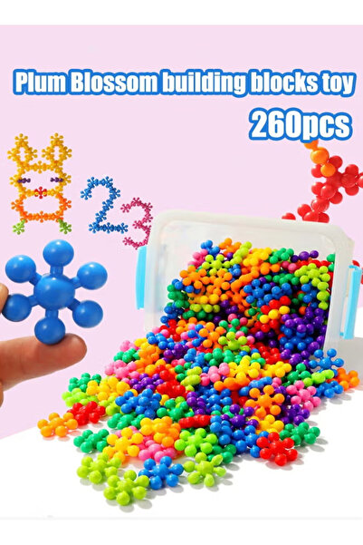Generic لعبة مكعبات بناء زهرة البرقوق التعليمية ثلاثية الأبعاد مع صندوق تخزين، مكونة من 260 قطعة