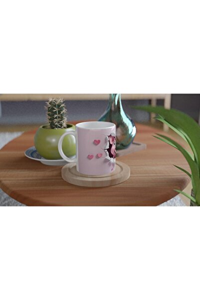 Wisdom Rain Sweet Pig Looking from the Pink Crack Themed Printed Mug