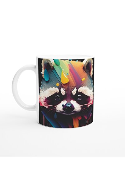 Wisdom Rain كوب مطبوع عليه راكون مع انفجار ملون