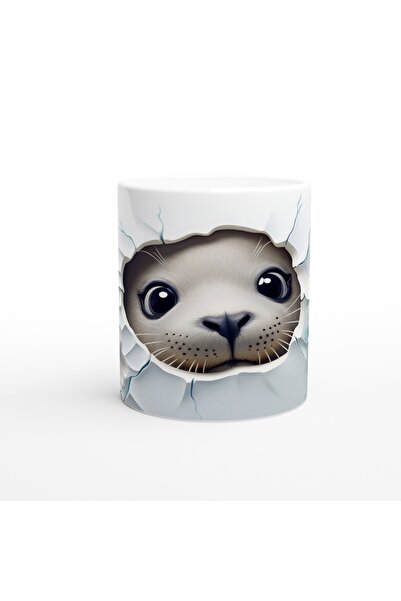 Wisdom Rain Cute Seal Cub and Flower Patterned Underwater Themed Mug