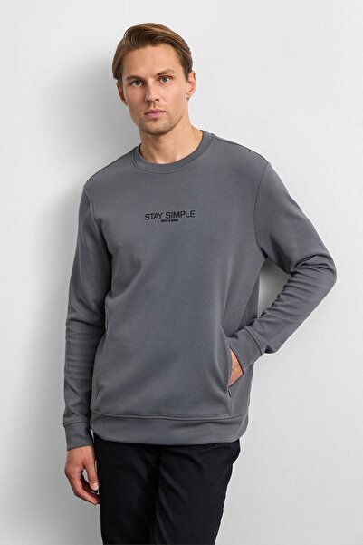 Back And Bond Anthracite Men's Crew Neck Regular Fit Sweatshirt B35W12031