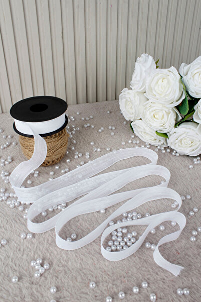 Mortex White Naples Linen Ribbon 2.5 cm 20 m - Wedding Favors, Ceremonies, Engagement, Dowry, Gifts, Decoration, Party