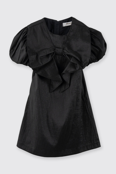 Panço Kız Bebek Fiyonk Detaylı Abiye Siyah Parti Elbisesi