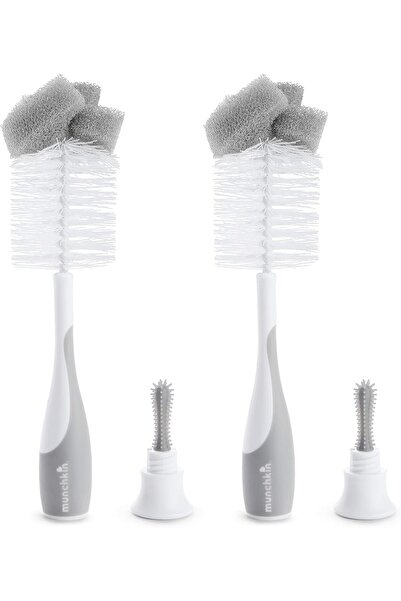 Munchkin فرشاة زجاجة إسفنجية من قطعتين، رمادية