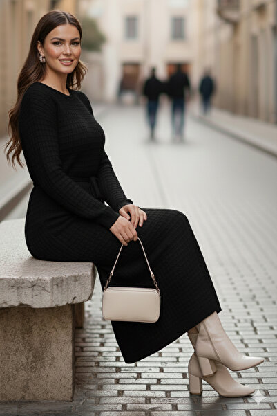 benguen Palmiye Mesh Knitwear Dress R4448 Black