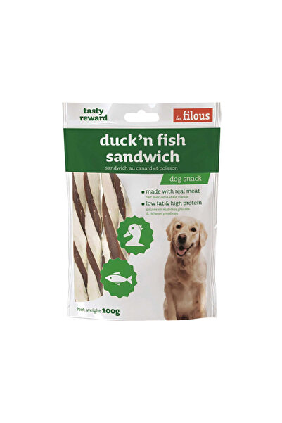 Les Filous مكافآت الكلاب على شكل ساندويتش البط والسمك - 100 غرام