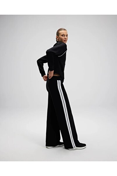 Ellesse Stripe Detailed Cotton Relaxed Fit Regular Waist Wide Leg Sweatpants Sweatpants Ef53