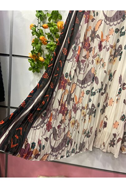 edu collection Φούστα από σιφόν με σχέδιο με επένδυση από καμπάνα