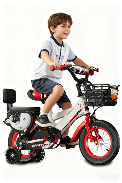 Ehi Kids Bike, 14 Inch Children Bikes for Age 3+ Years With Self-Illuminating Wheels,Passenger Rear Seat