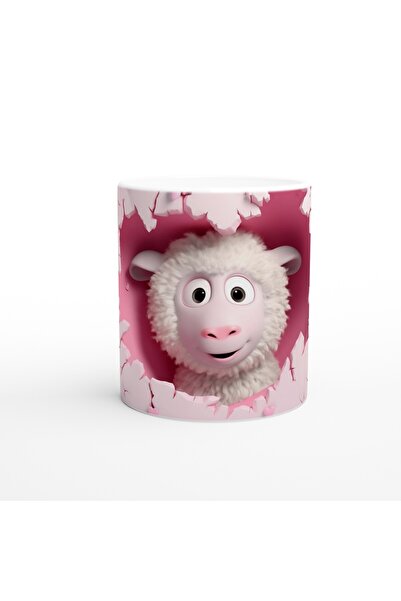 Wisdom Rain كوب مطبوع عليه رسوم متحركة على شكل خروف ينظر من خلال الكراك على ا...