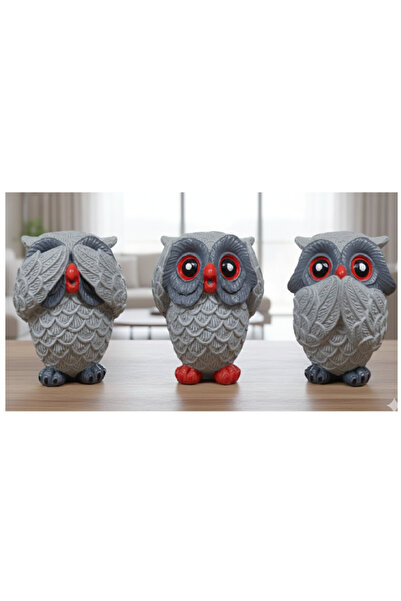 Flower Toys Görmedim Duymadım Bilmiyorum Dekoratif 3'lü Baykuş Bİblo Ev Ofis ...