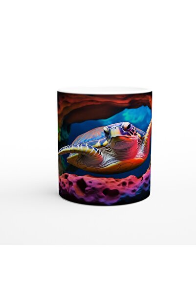 Wisdom Rain Turtle Floating on Rainbow Rocks Mug Cup