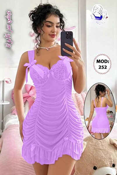 Nice Model Short ruffled dress with bow straps and ruffled hem, women's summe...