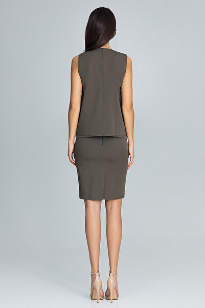 Figl Elegant women's set - sleeveless blouse - fitted skirt - olive M584 size XL
