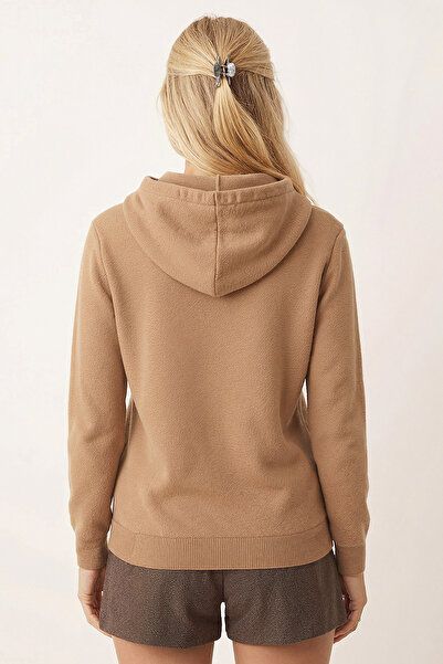 armonika Γυναικείο Μπεζ Φούτερ Εσωτερικά Σχέδια επένδυση fleece K με κουκούλα ARM-26K135014