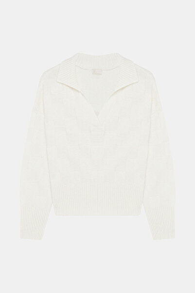 W Collection EKRU DESEN DETAYLI TRİKO