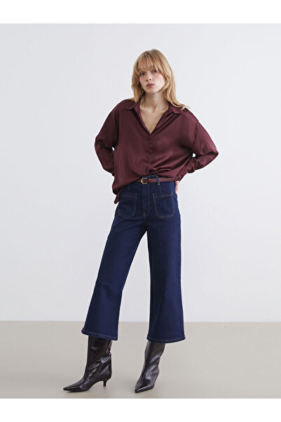 LC Waikiki Γυναικείο τζιν παντελόνι Wideleg με ζώνη στη μέση