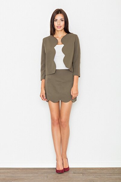 Figl Elegant olive set with jacket and skirt M476 size M