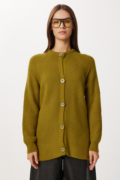 Lovelyİstanbul Wool Blend Buttoned Knit Cardigan Li̇y0002 Olive Green