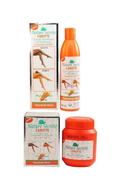 Nature لوشن 350 مل و كريم 300 جرام بخلاصة الجزر لتفتيح البشرة